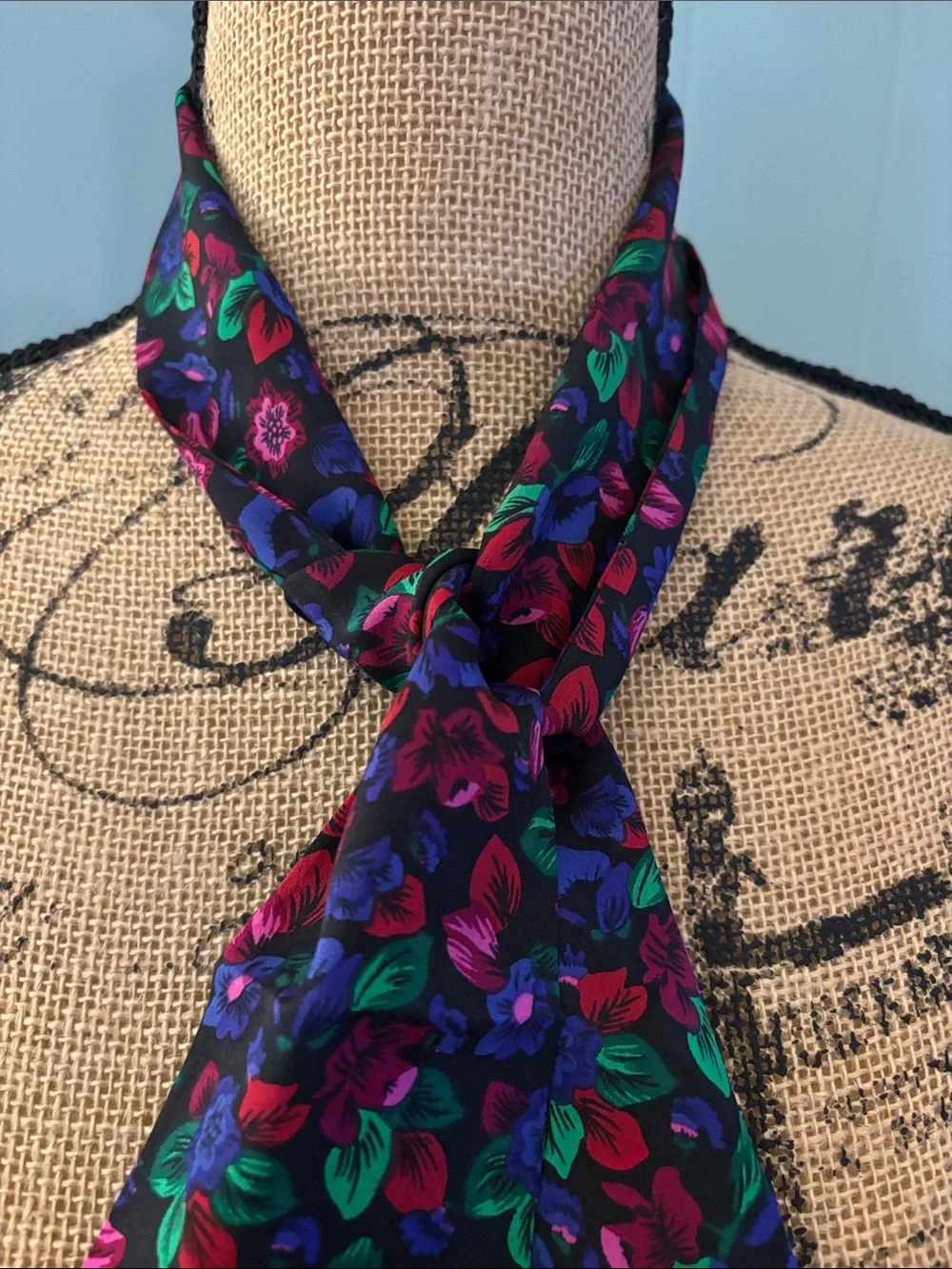 Vintage Vibrant Floral Print Scarf
